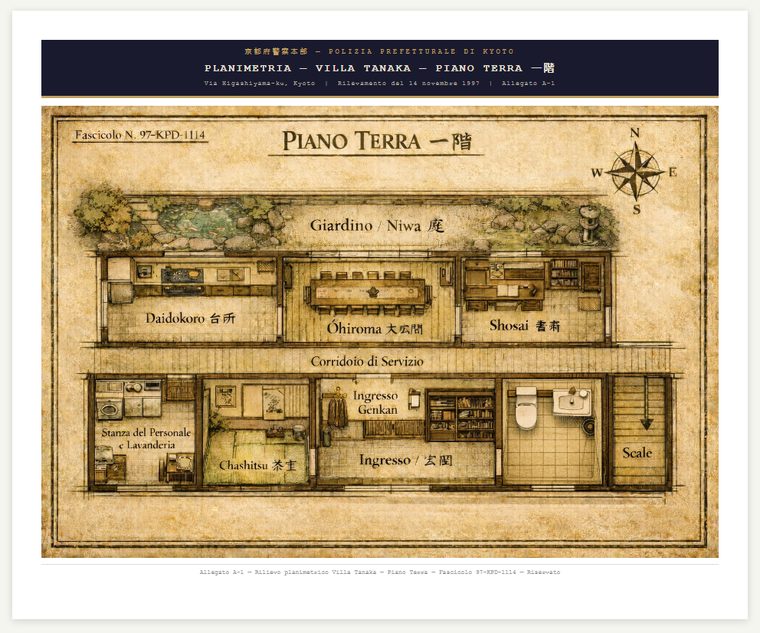 Planimetria del piano terra della villa